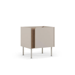 Norm Modern Bedside Table with Soft-Close Door Storage and Metal Legs – Natural Oak, Sandstone (Sandstone Metal Legs)