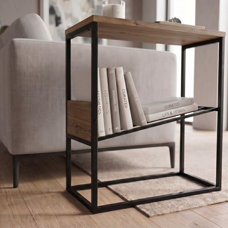 Tenol Modern Side Table with Metal Angled Shelf - Additional Image 5