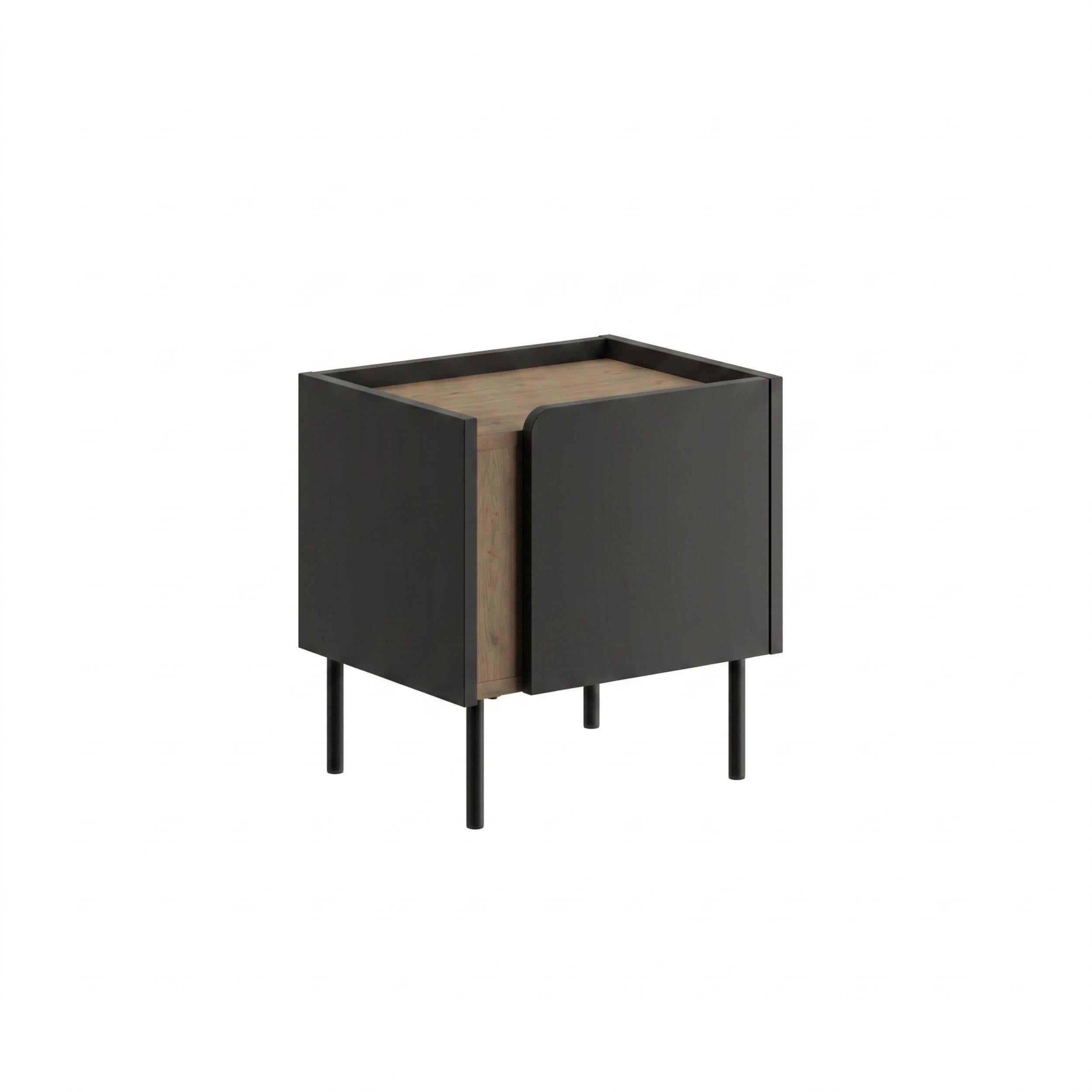 Norm Modern Bedside Table with Soft-Close Door Storage and Metal Legs - Additional Image 3
