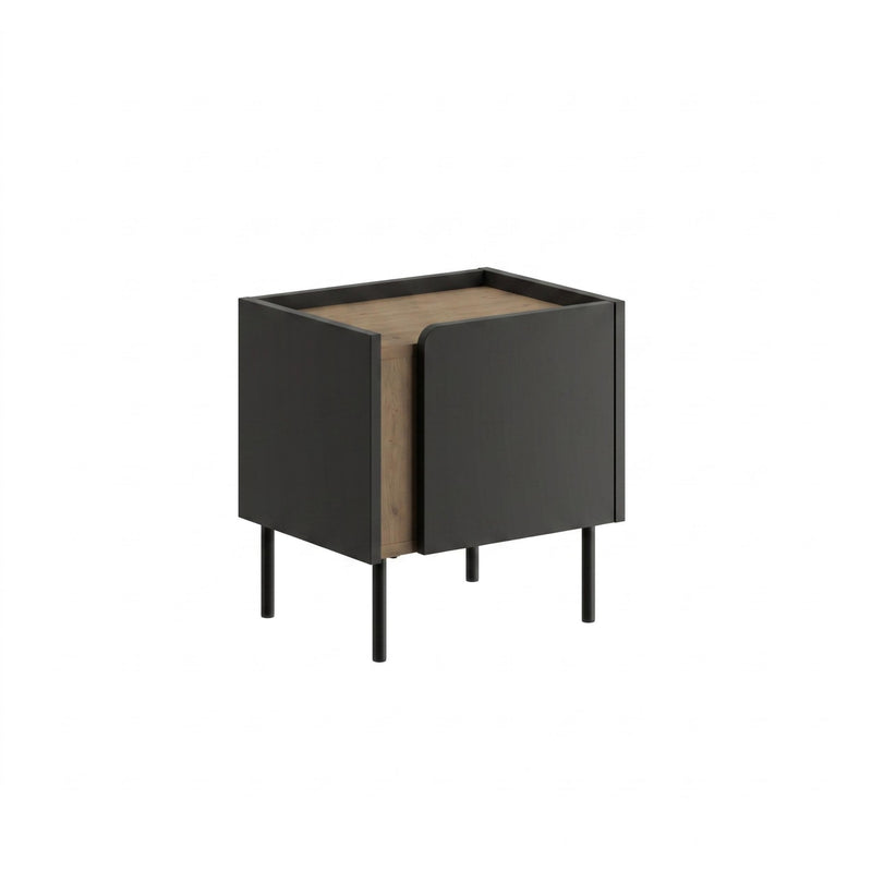 Norm Modern Bedside Table with Soft-Close Door Storage and Metal Legs - Additional Image 3