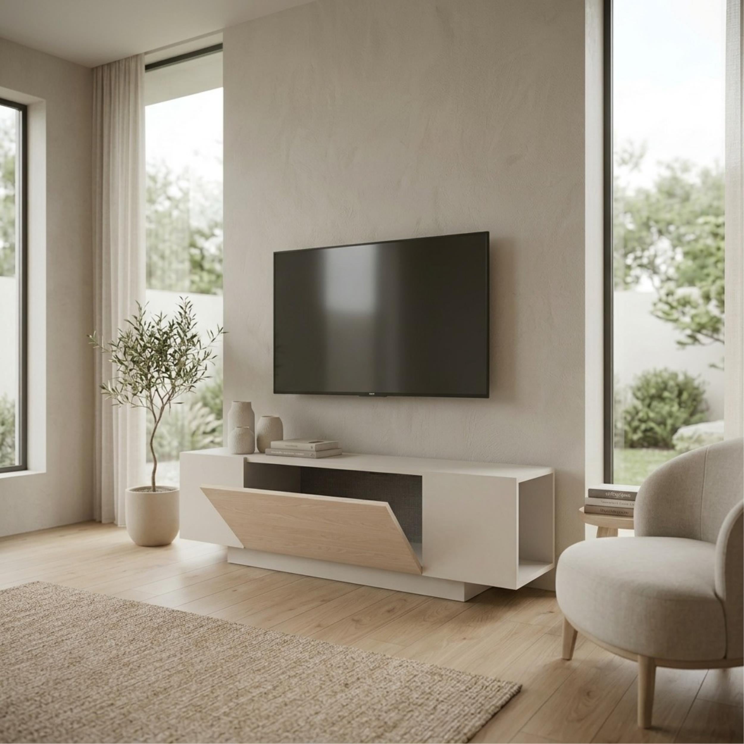 Victor TV Unit Sandstone-Sonoma Oak-White product photo