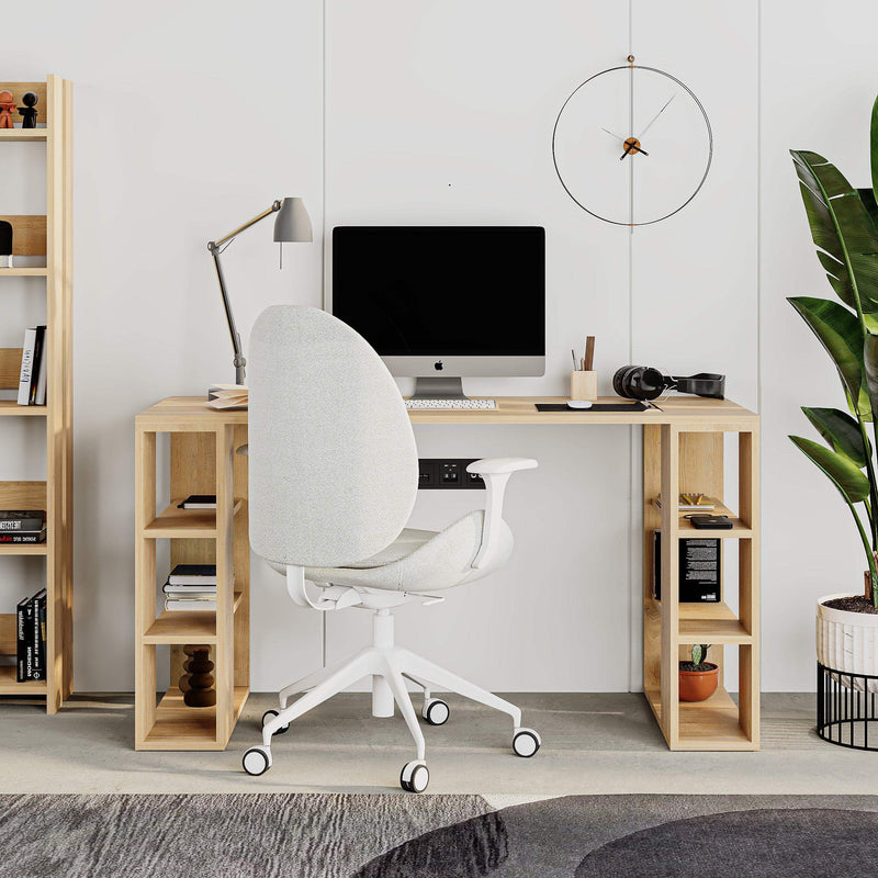 Colmar Modern Desk With Bookshelf Legs Width 140cm - Decortie