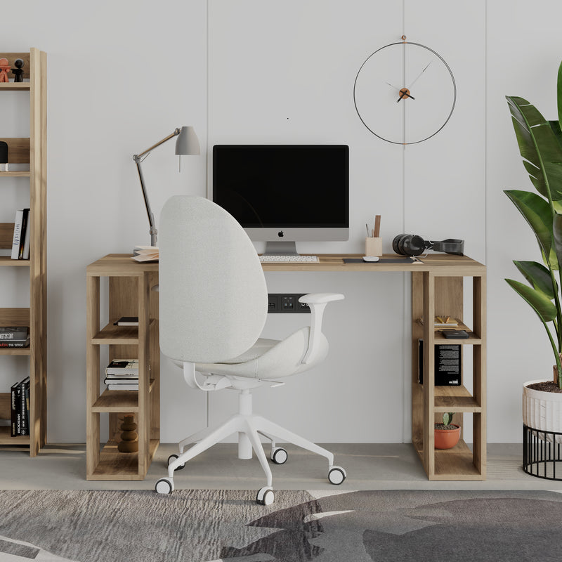 Colmar Modern Desk With Bookshelf Legs Width 140cm - Decortie