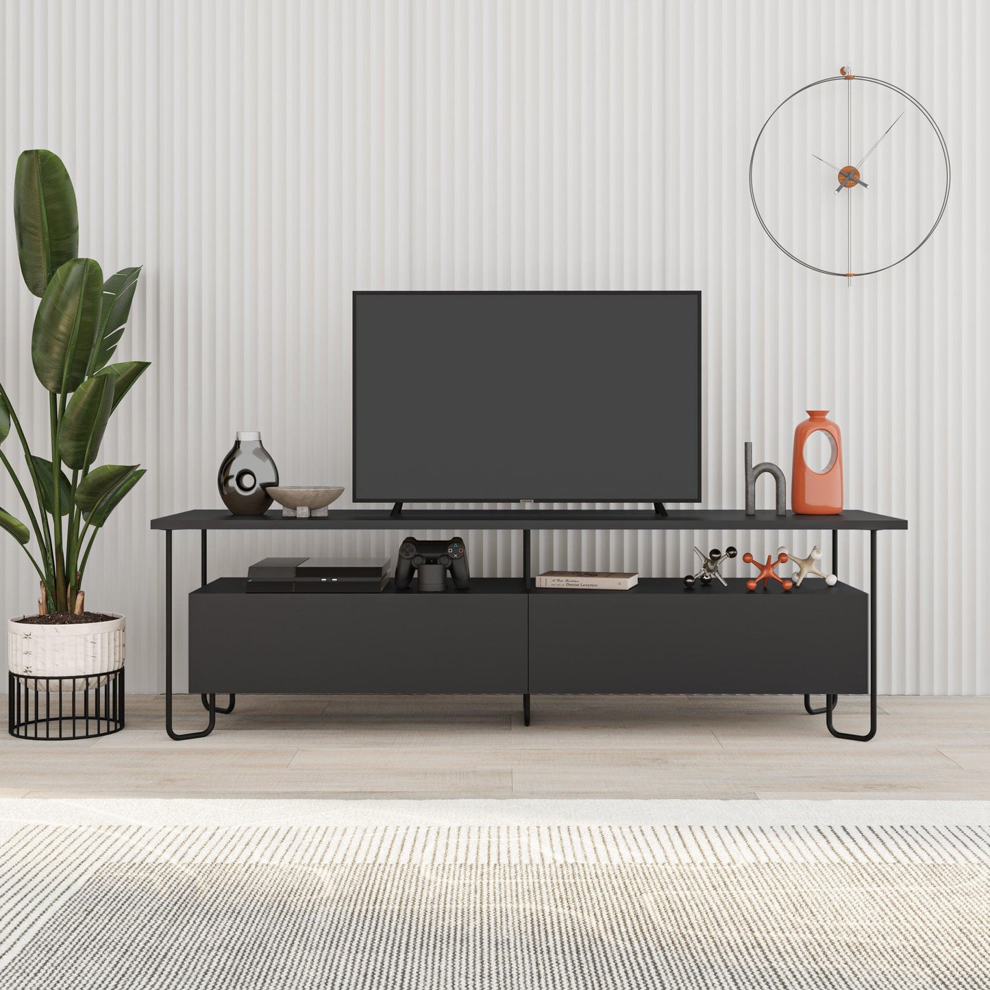Cornea Modern Tv Unit With Storage Cabinet 150cm