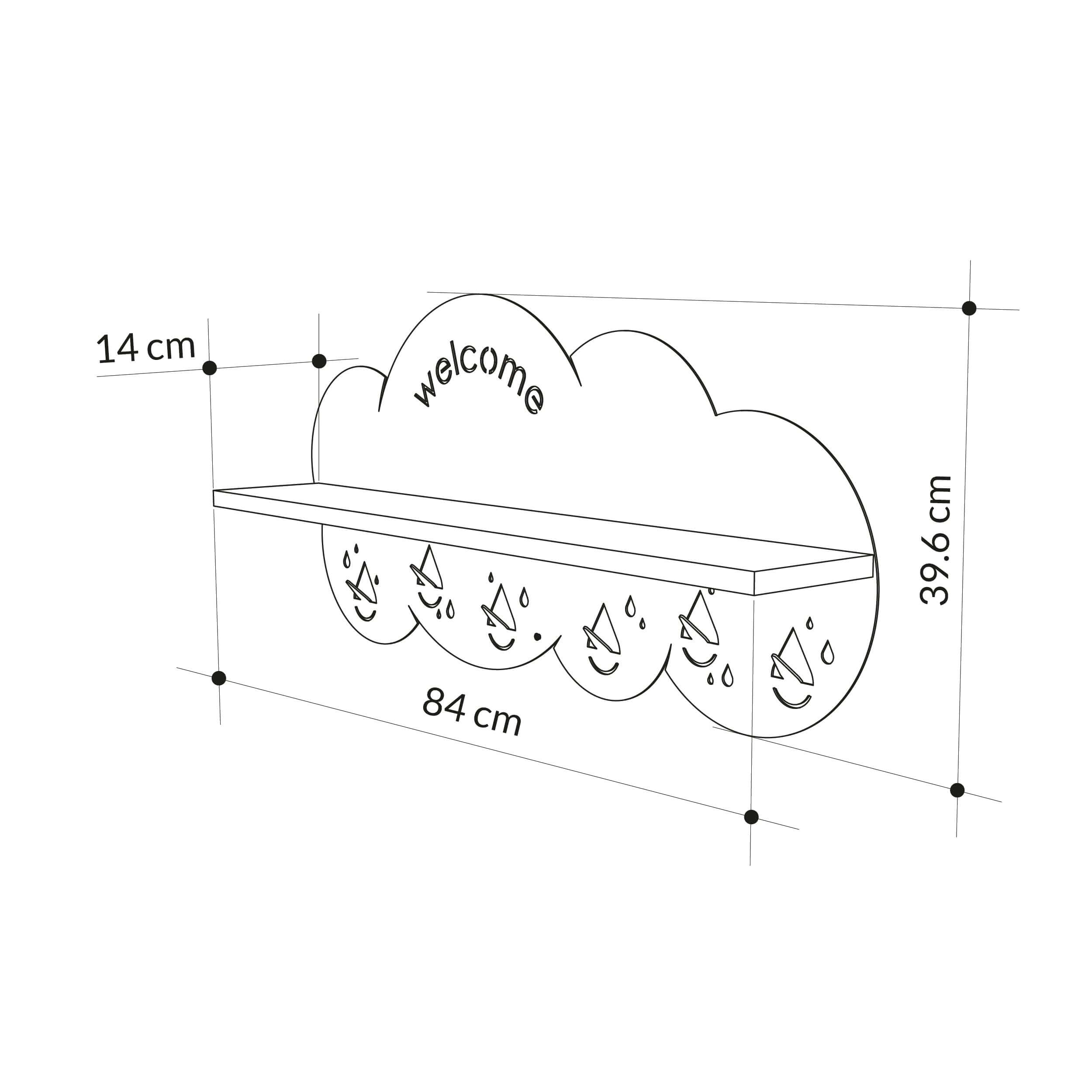 Cloudy Modern Wall Mounted Hanger Unit With Shelf