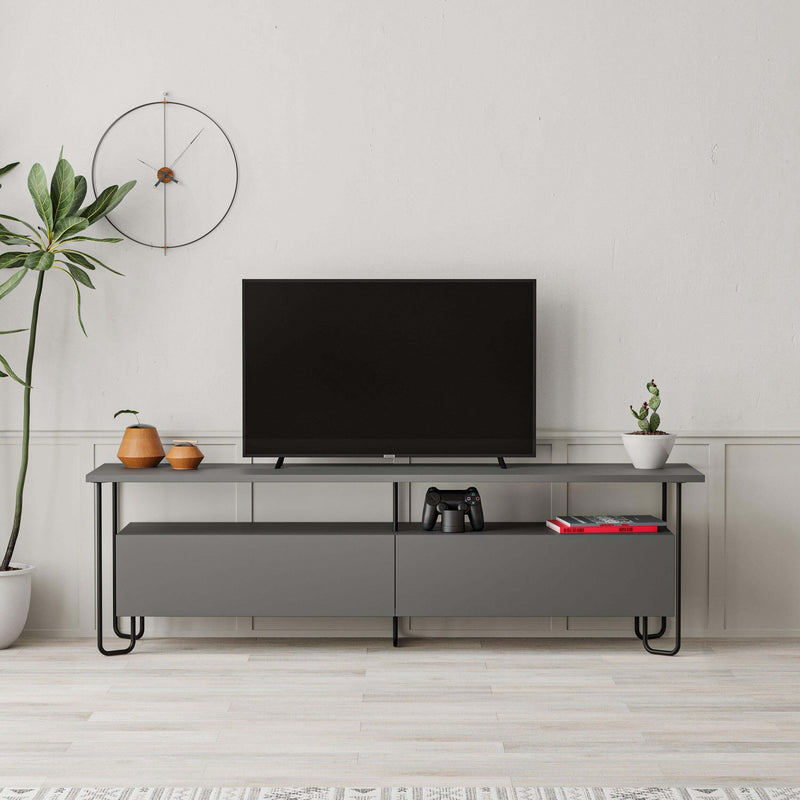 Cornea Modern Tv Unit With Storage Cabinet 150cm in Anthracite