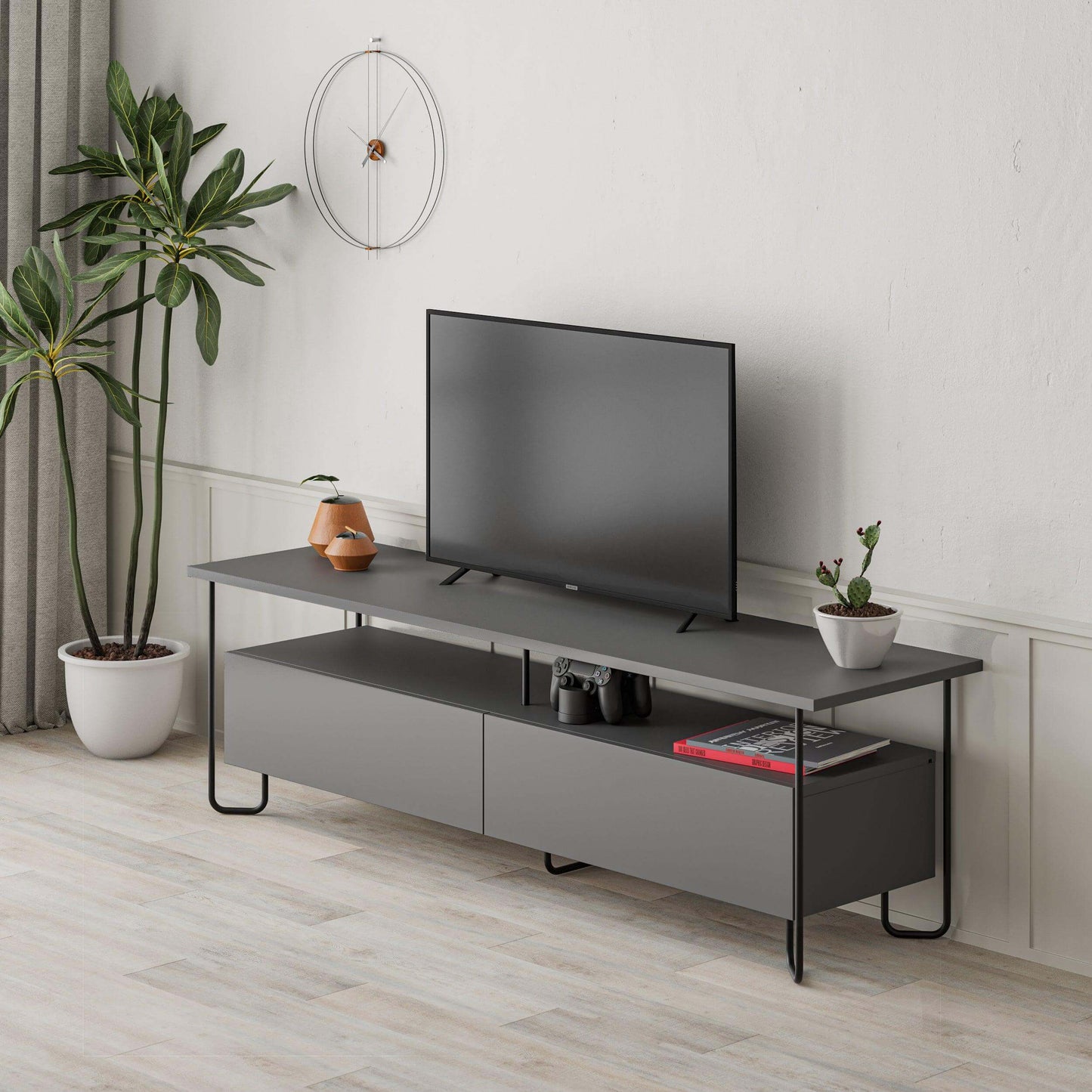 Cornea Modern Tv Unit With Storage Cabinet 150cm