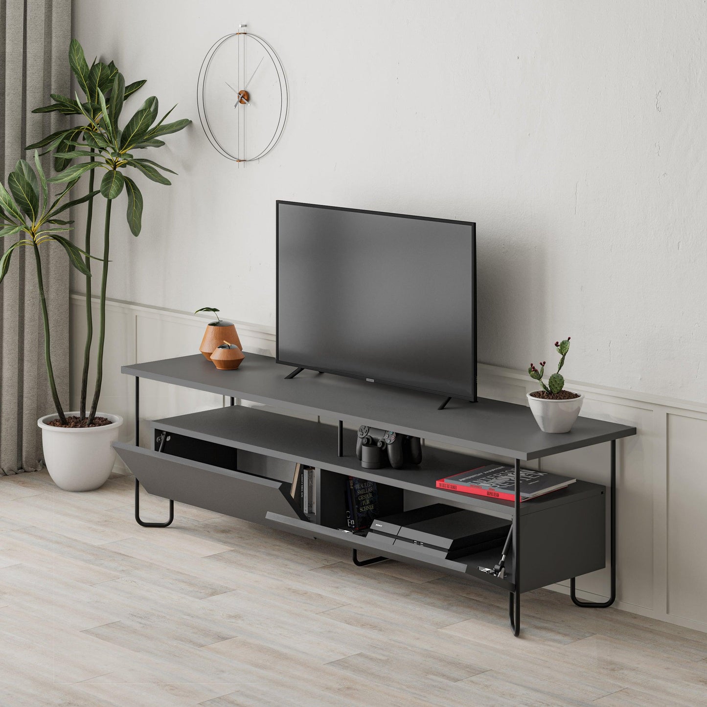 Cornea Modern Tv Unit With Storage Cabinet 150cm