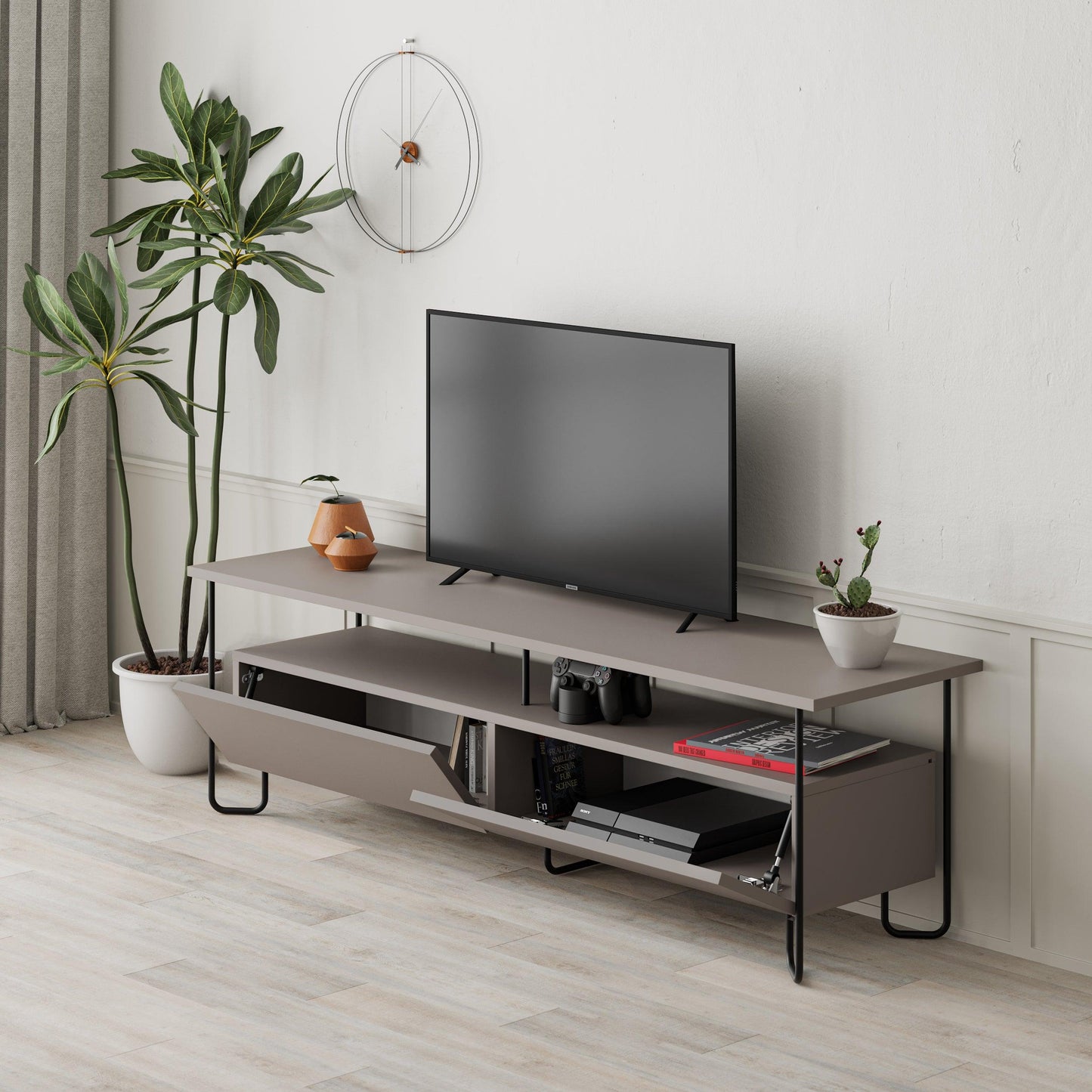 Cornea Modern Tv Unit With Storage Cabinet 150cm
