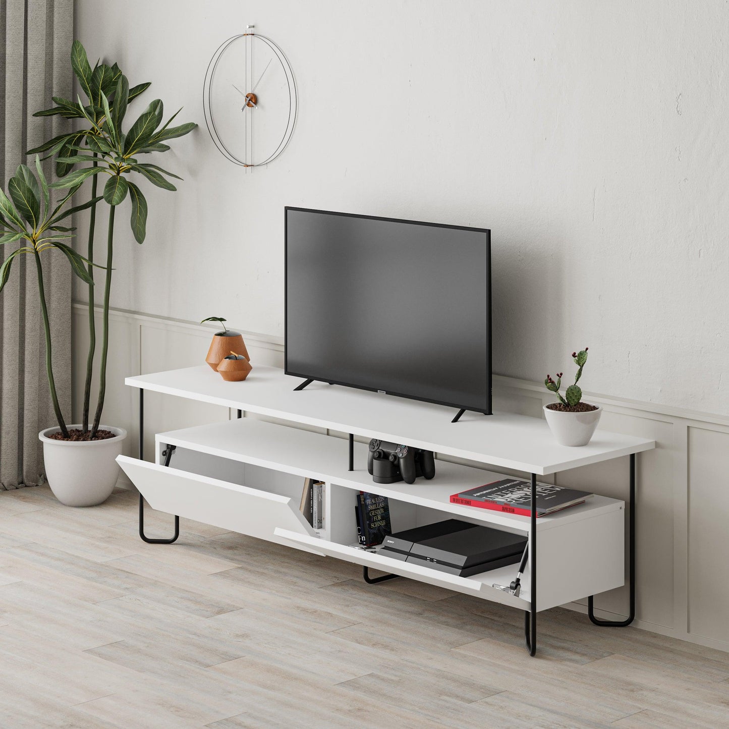 Cornea Modern Tv Unit With Storage Cabinet 150cm