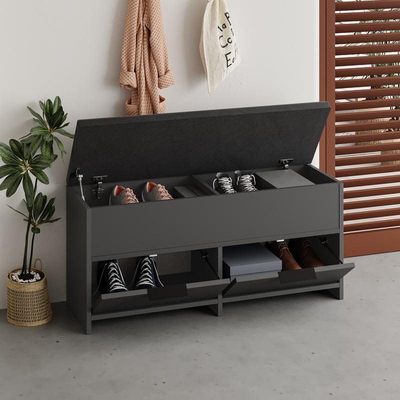Cove Modern Shoe Storage Bench – hallway shoe bench with cushioned seat – Decortie