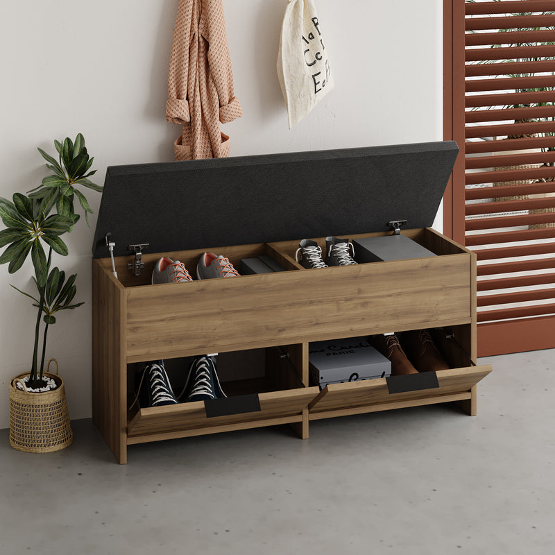 Cove Modern Shoe Storage Bench – hallway shoe bench with cushioned seat – Decortie