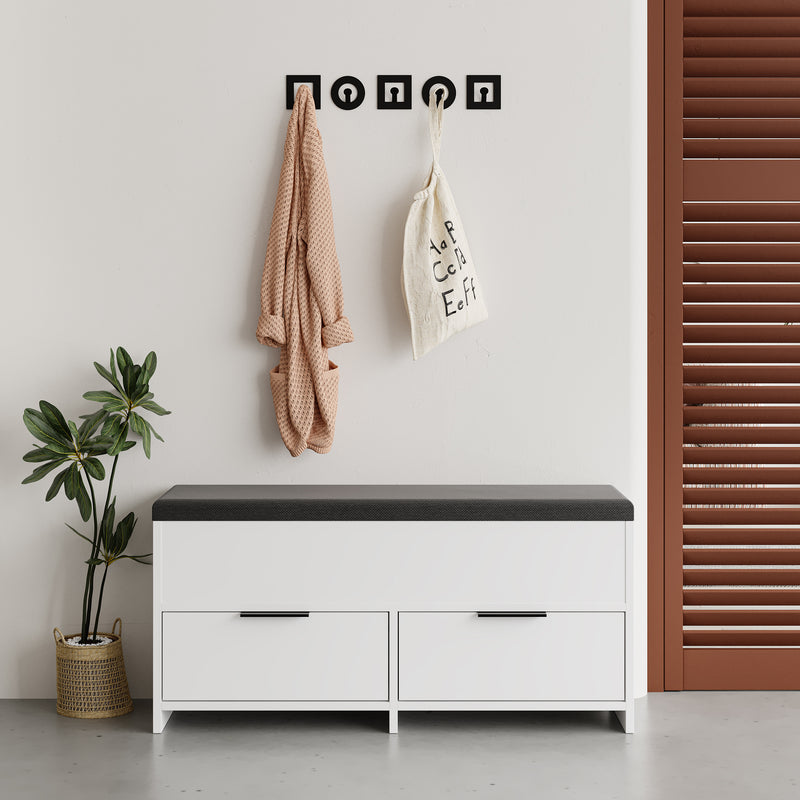 Cove Modern Shoe Storage Bench – hallway shoe bench with cushioned seat – Decortie