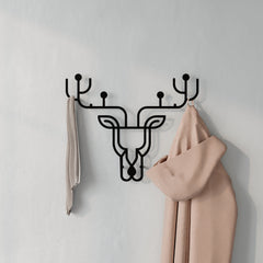 Deer Theme Modern Metal Wall Hanger with Hooks Wall Mounted