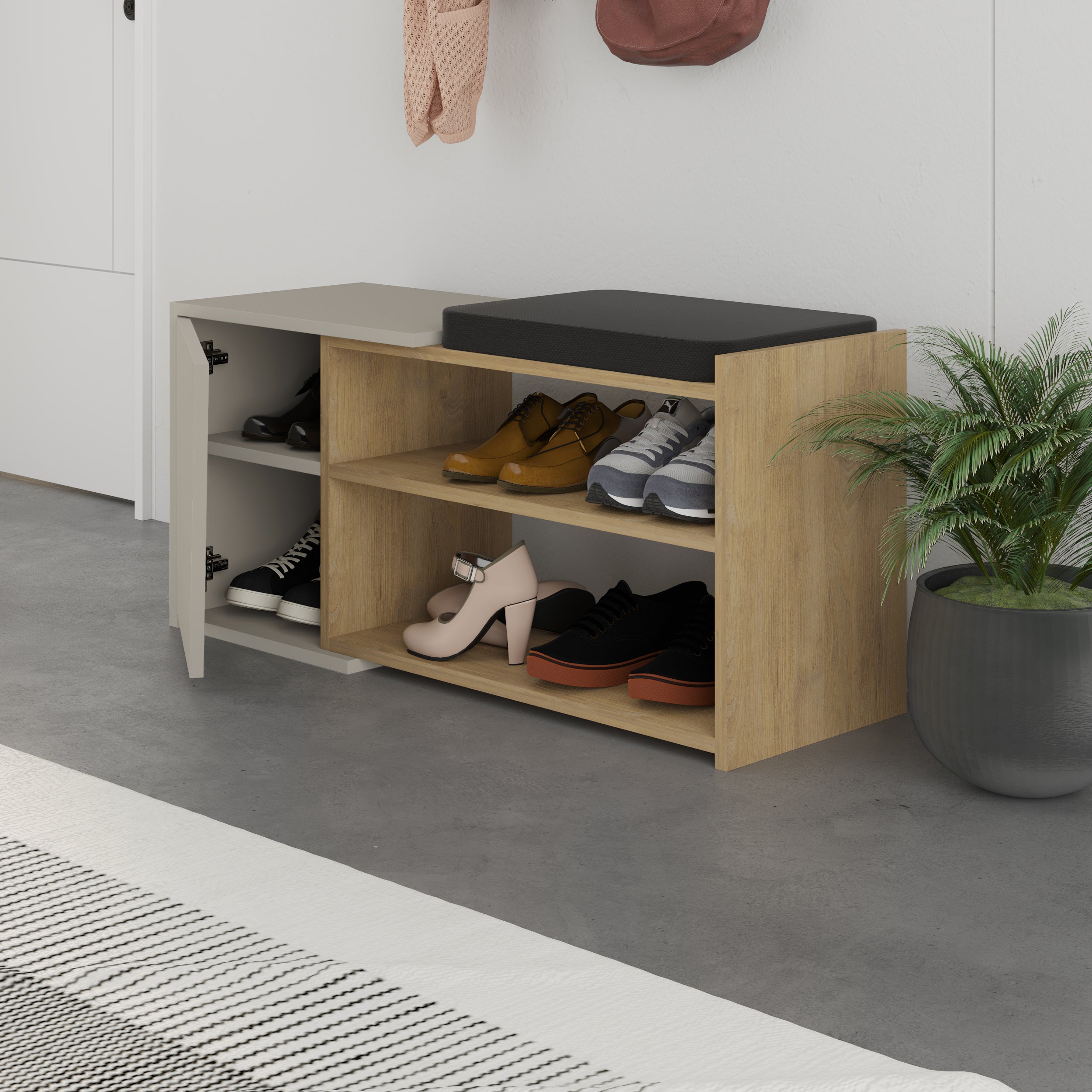 Fiona Shoe Storage With Bench Width 104 cm