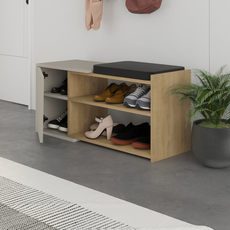 Fiona Shoe Storage with Bench 104cm – diagonal view – Decortie