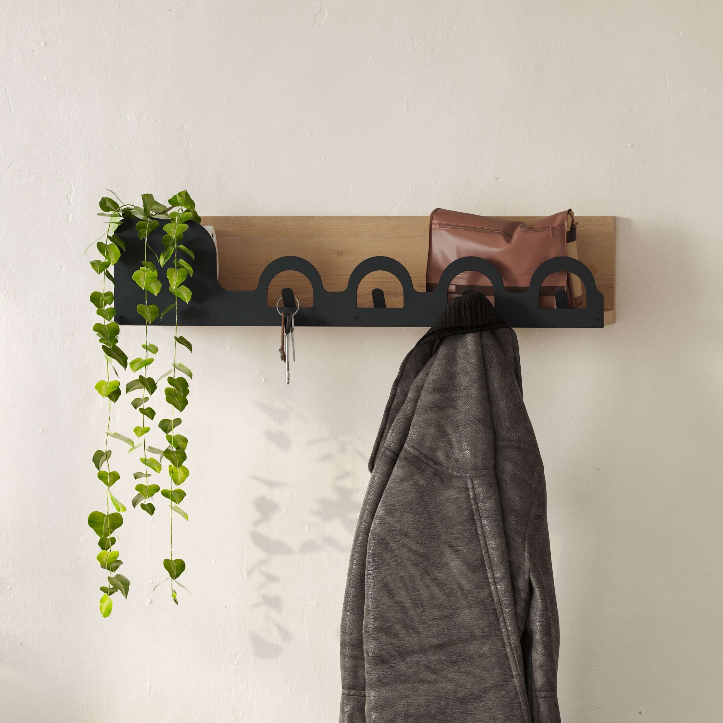 Liora Modern Hanger Shelf with 4 Hooks