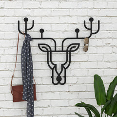 Deer Theme Modern Metal Wall Hanger with Hooks Wall Mounted - Decortie
