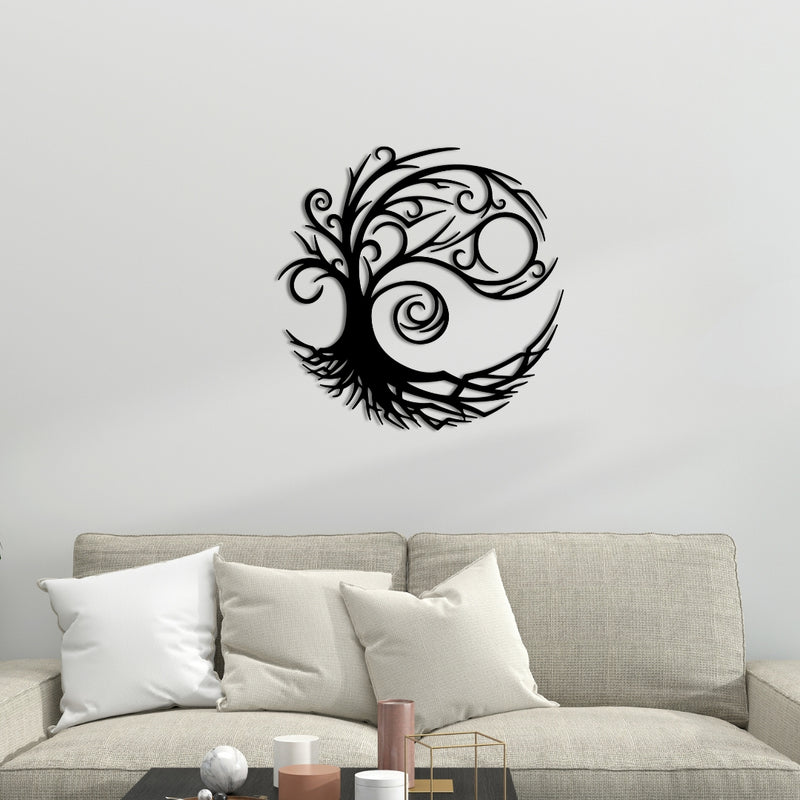 Metal Wall Art-tree Of Life 45x45 Cm in Texture Siyah