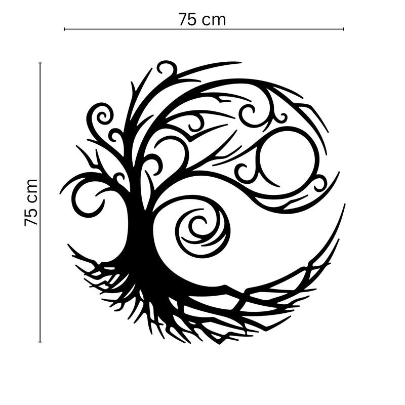 Tree Of Life Metal Wall Art (75x75cm) displayed on a wall
