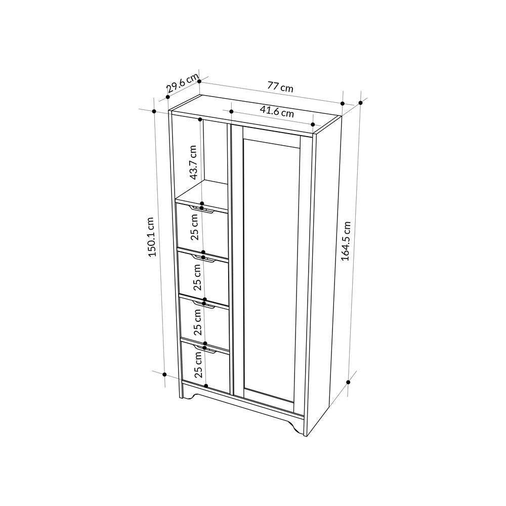 Yada Midi Multipurpose Modern Bathroom Cabinet H 164.5cm - Decortie