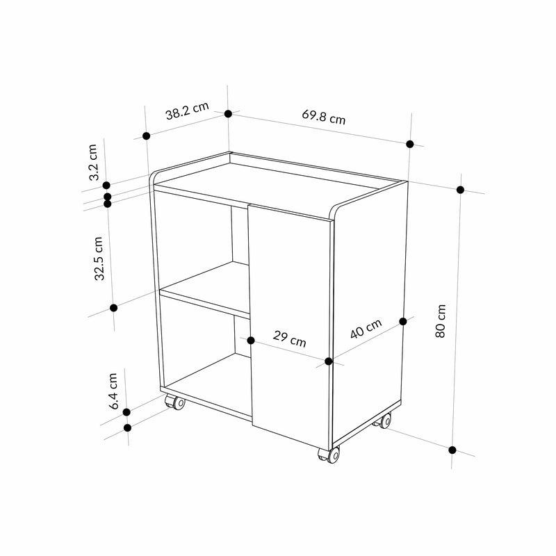 Zeo Sideboard Cabinet 4 Compartments – dimensions – modern living room or hallway storage – Decortie