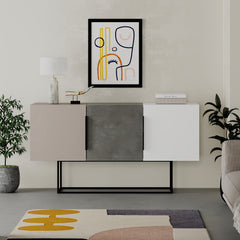 Tontini Console Sideboard Display Unit in Retro Grey,Light Mocha,White