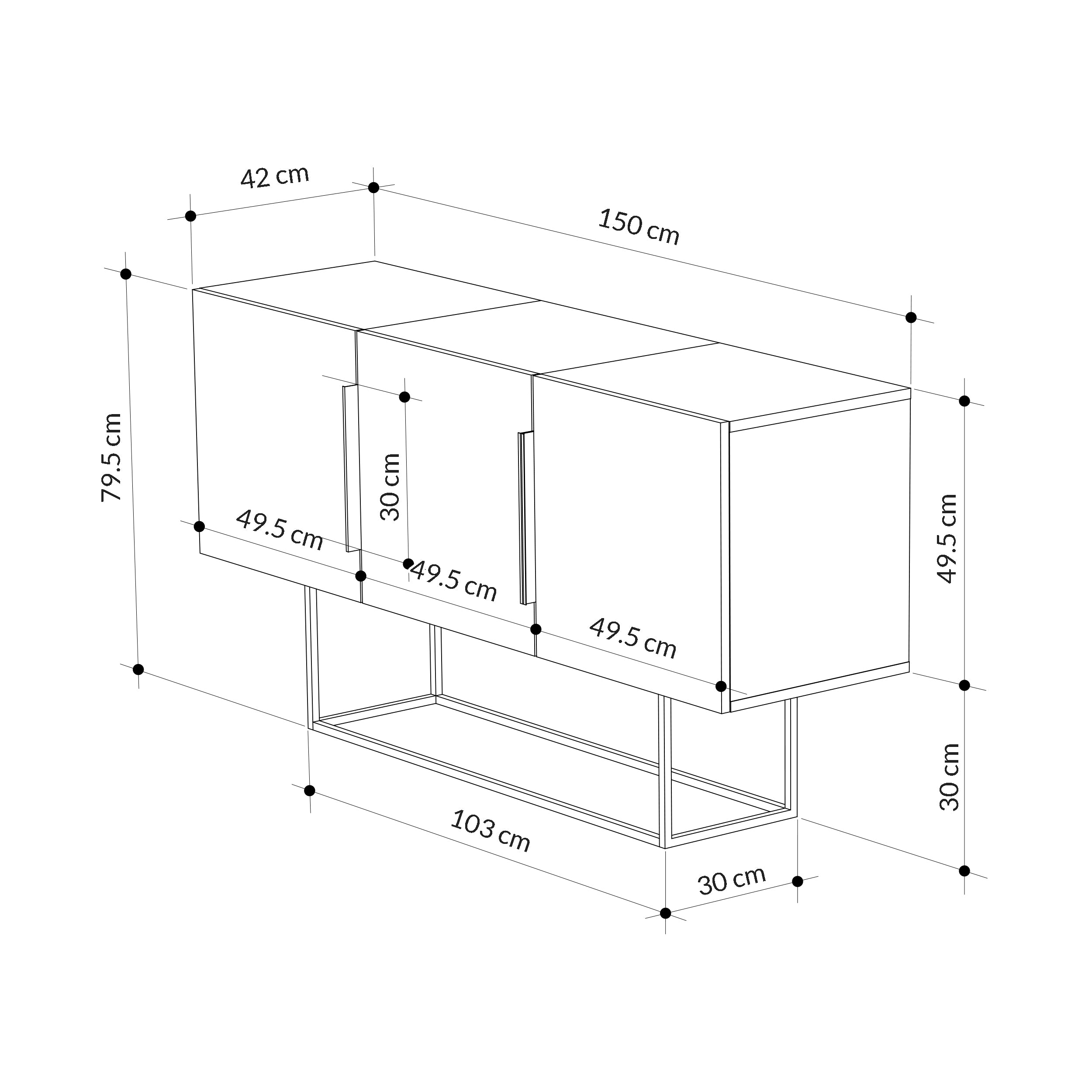 Tontini Console Sideboard Display Unit - Decortie