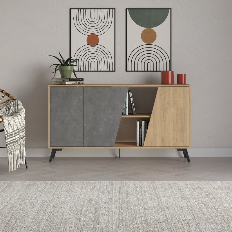 Fiona Console Sideboard Display Unit 150 in Oak,Retro Grey