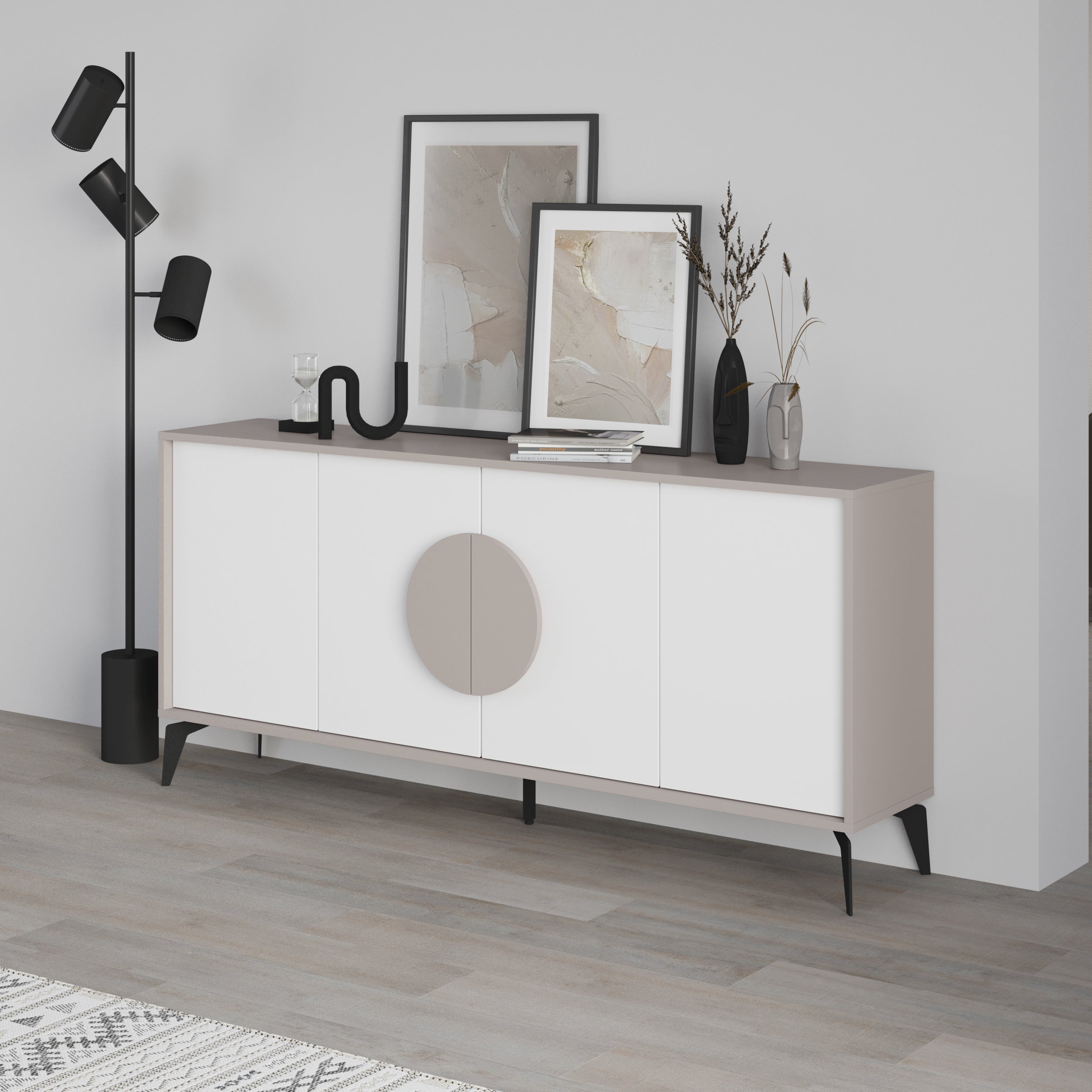 Gora Console Sideboard Display Unit 180Cm – Light Mocha,White