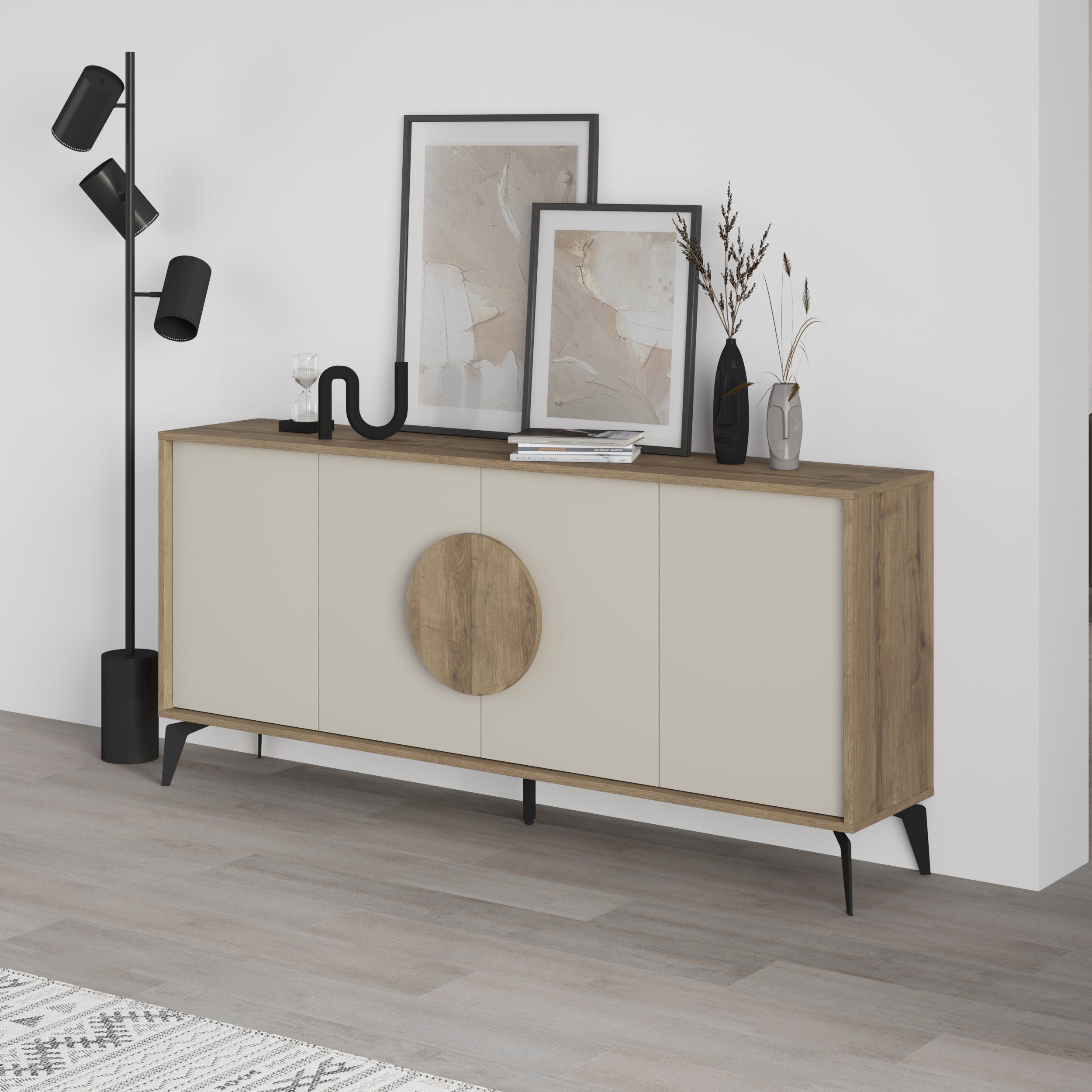 Gora Console Sideboard Display Unit 180Cm – Dark Oak,Sandstone