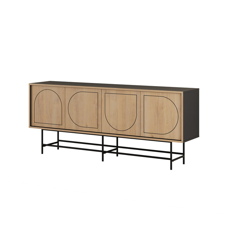 Joji Modern Sideboard Console Unit - Silky Black and Oak - Additional Image 2