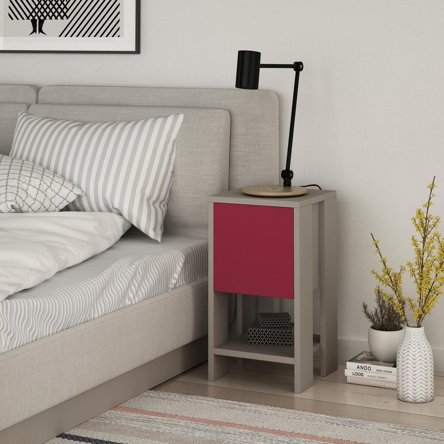 Ema Modern Bedside Table Width Bedroom Furniture 30cm - Decortie