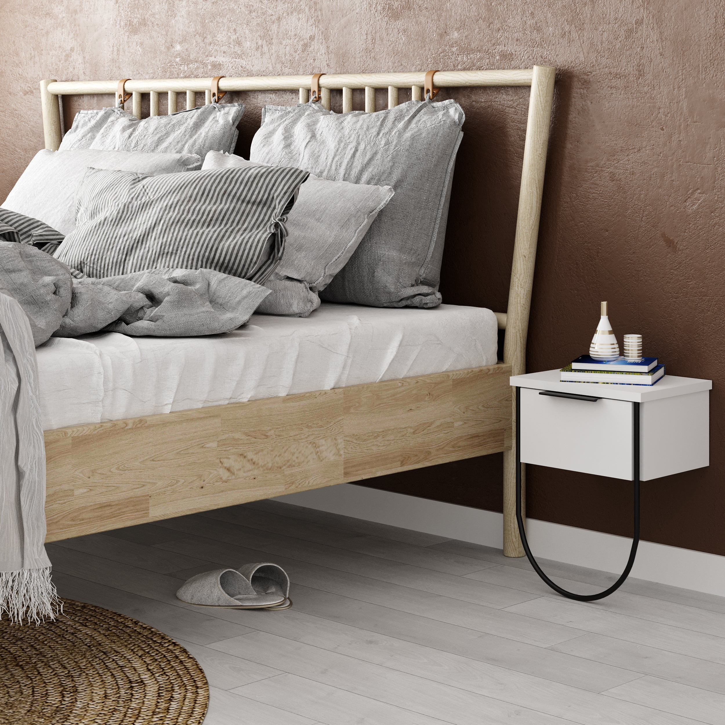 Norfolk Modern Bedside Table Bedroom Furniture W 33cm - Decortie