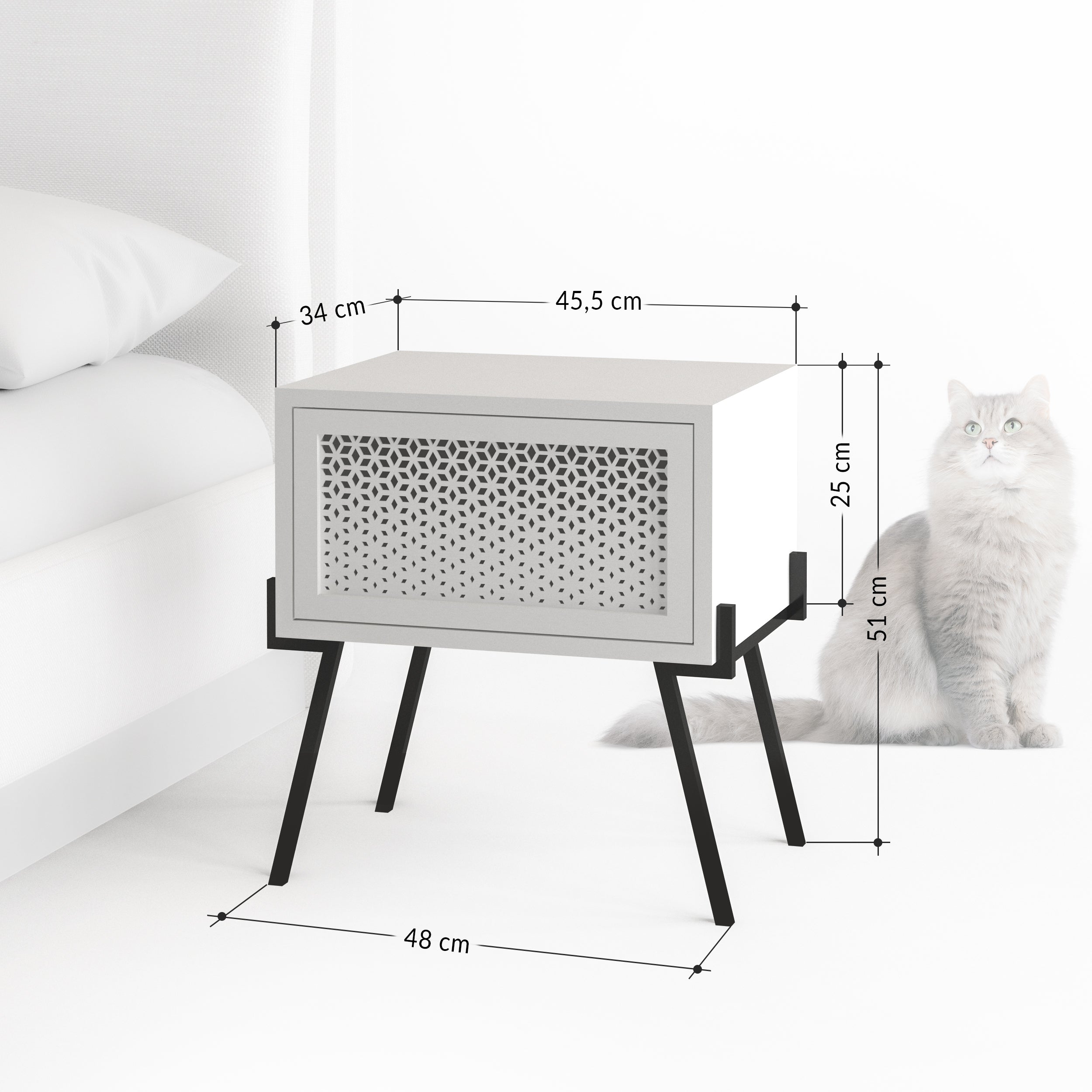 Naive Modern Bedside Table Bedroom Furniture Width 48cm - Decortie