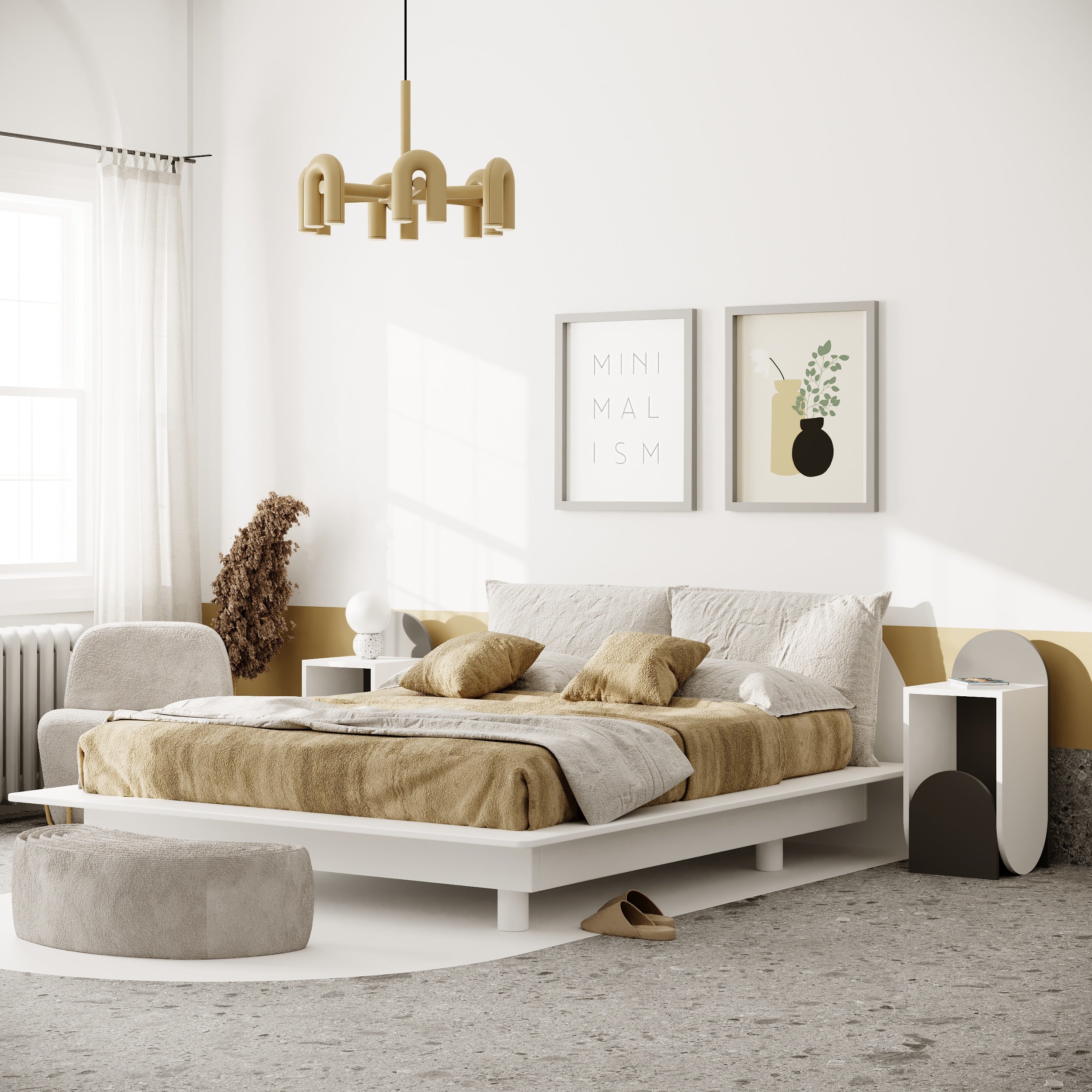 Nun Modern Bedside Table Bedroom Furniture Width 48cm