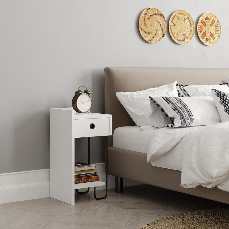 Sirius Bedside Table Left Module 32cm – styled in bedroom – Decortie
