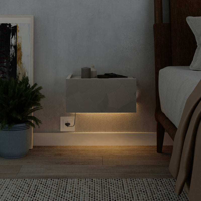 Onda Wall Mounted Nightstand with Drawer and LED - view 13
