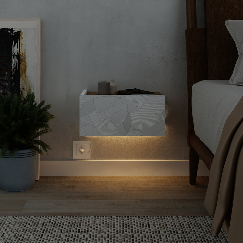Onda Wall Mounted Nightstand with Drawer and LED - view 14