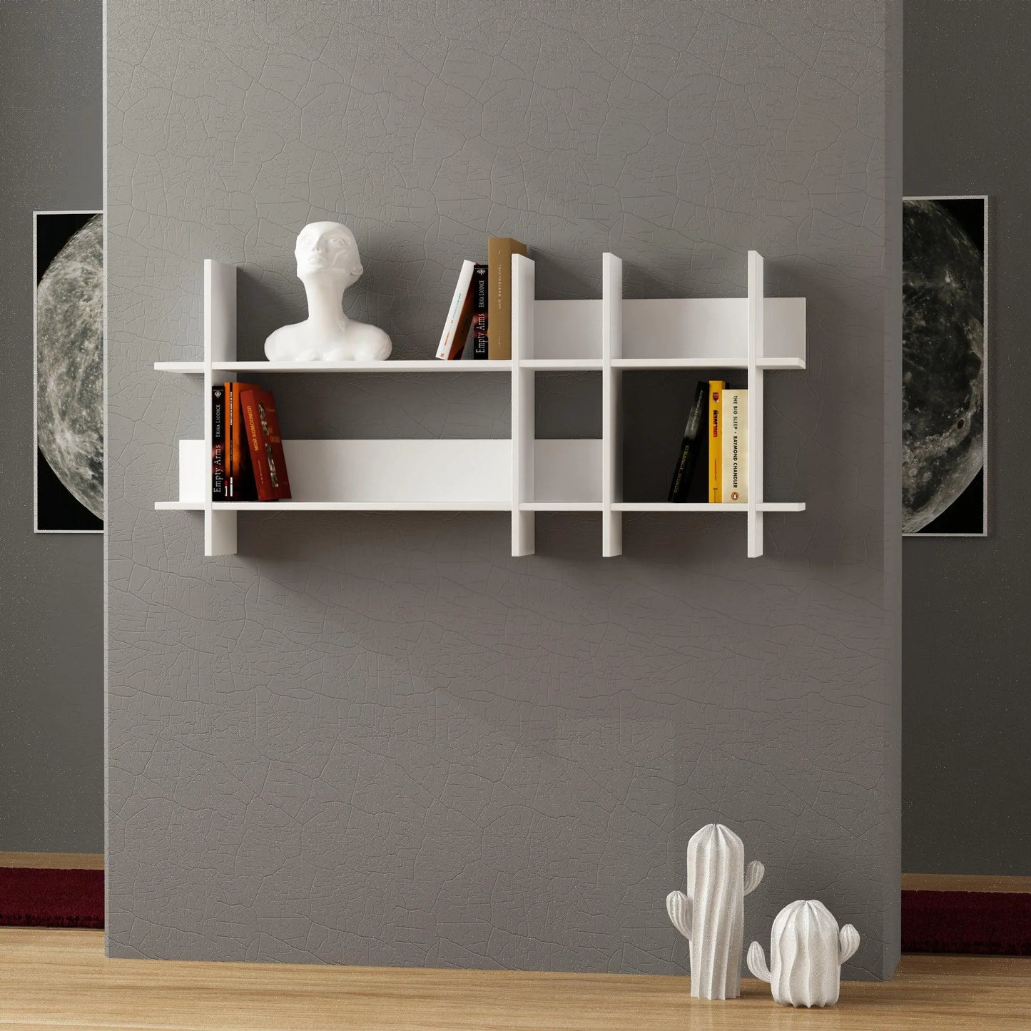 Beads Wall Mounted Modern Bookcase Display Unit W 150cm