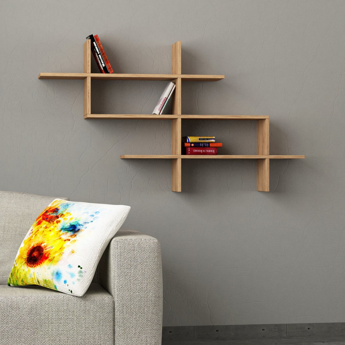 Halic Wall Mounted Modern Bookcase Display Unit W 150cm