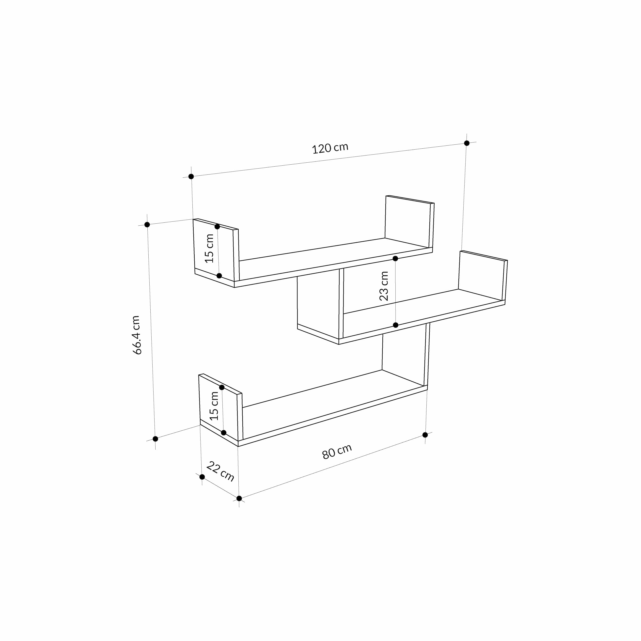 Tibet Wall Shelf Unit – Modern Floating Bookcase in Anthracite Dimensions