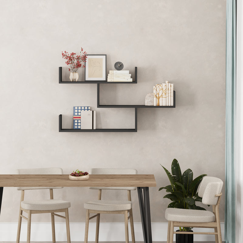 Tibet Wall Shelf Unit – Modern Floating Bookcase in Anthracite Hero