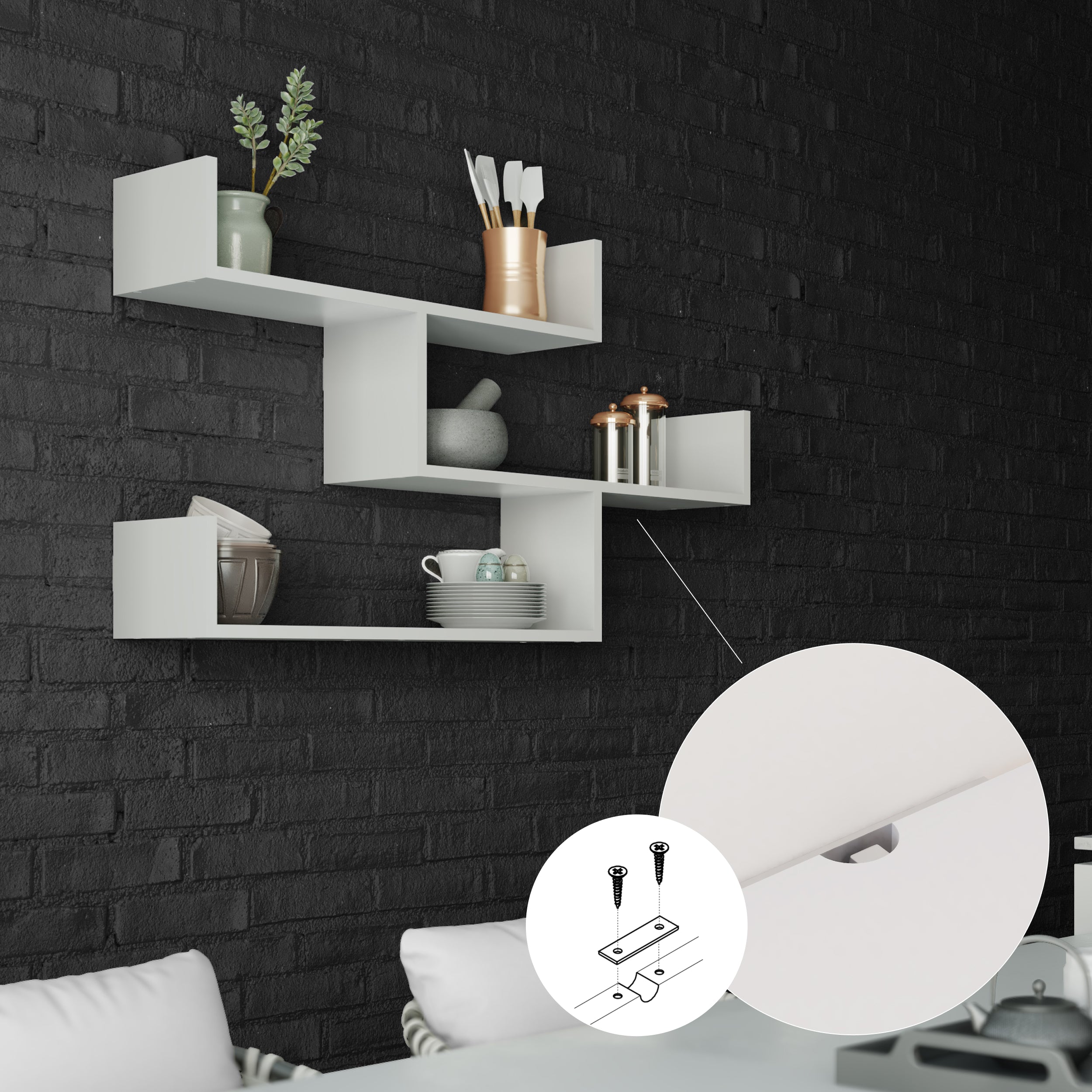 Tibet Wall Shelf Unit – 119 cm Modern Floating Bookcase