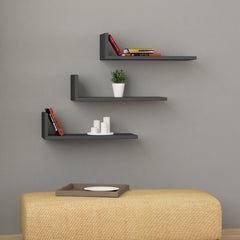L Shape Modern Floating Shelf Mocha Grey 14cm Short - Decortie