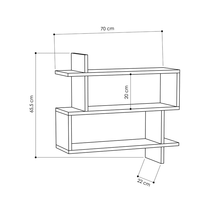 Paralel Wall Mounted Modern Bookcase Display Unit Medium W 70 cm - Decortie