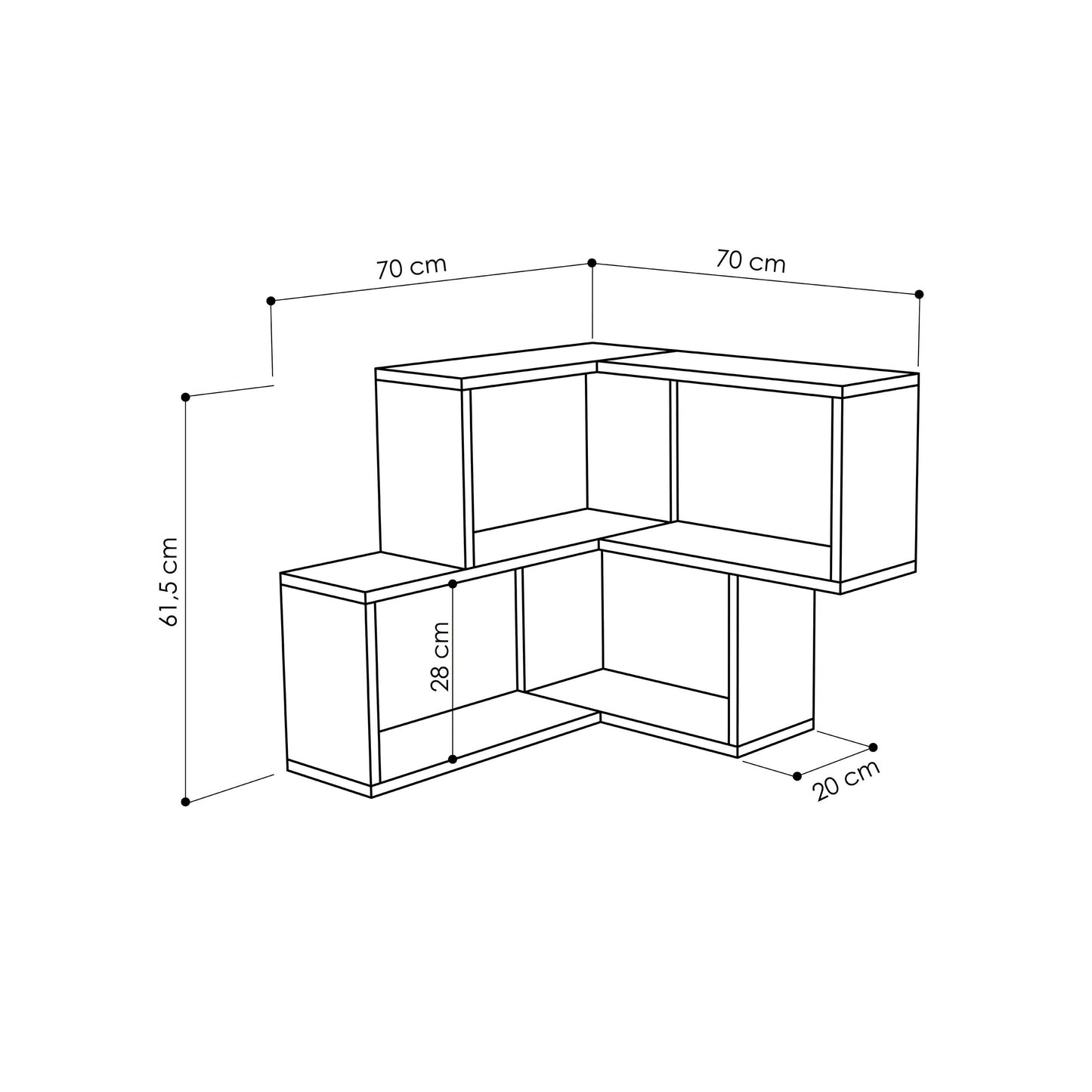 Corner Modern Shelf 61.5cm Narrow