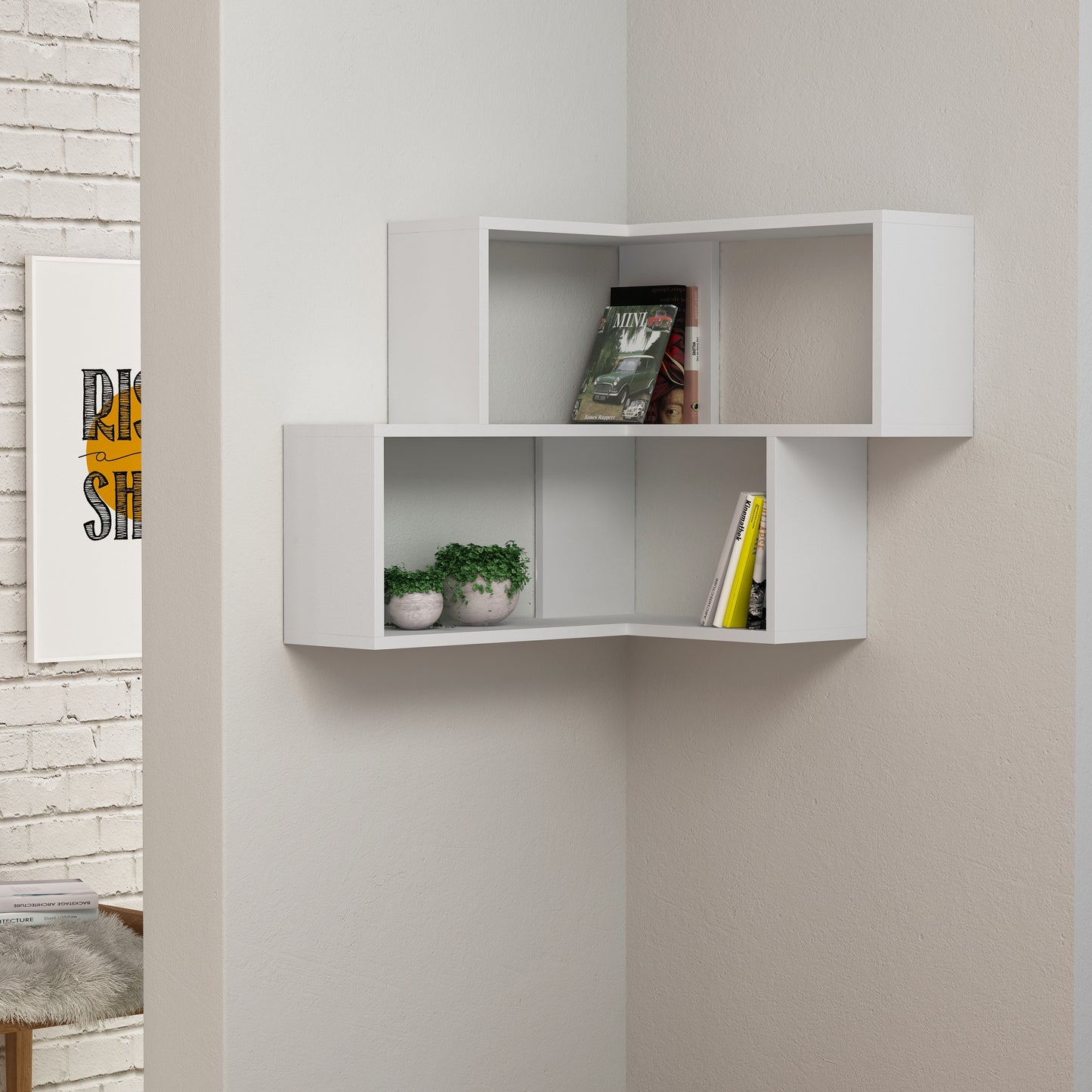 Corner Modern Shelf 61.5cm Narrow - Decortie