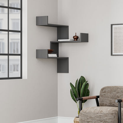 Luksa Corner Wall Mounted Modern Bookcase Display Unit Medium W 60cm