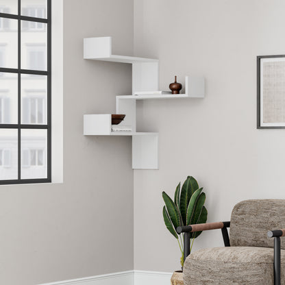 Luksa Corner Wall Mounted Modern Bookcase Display Unit Medium W 60cm